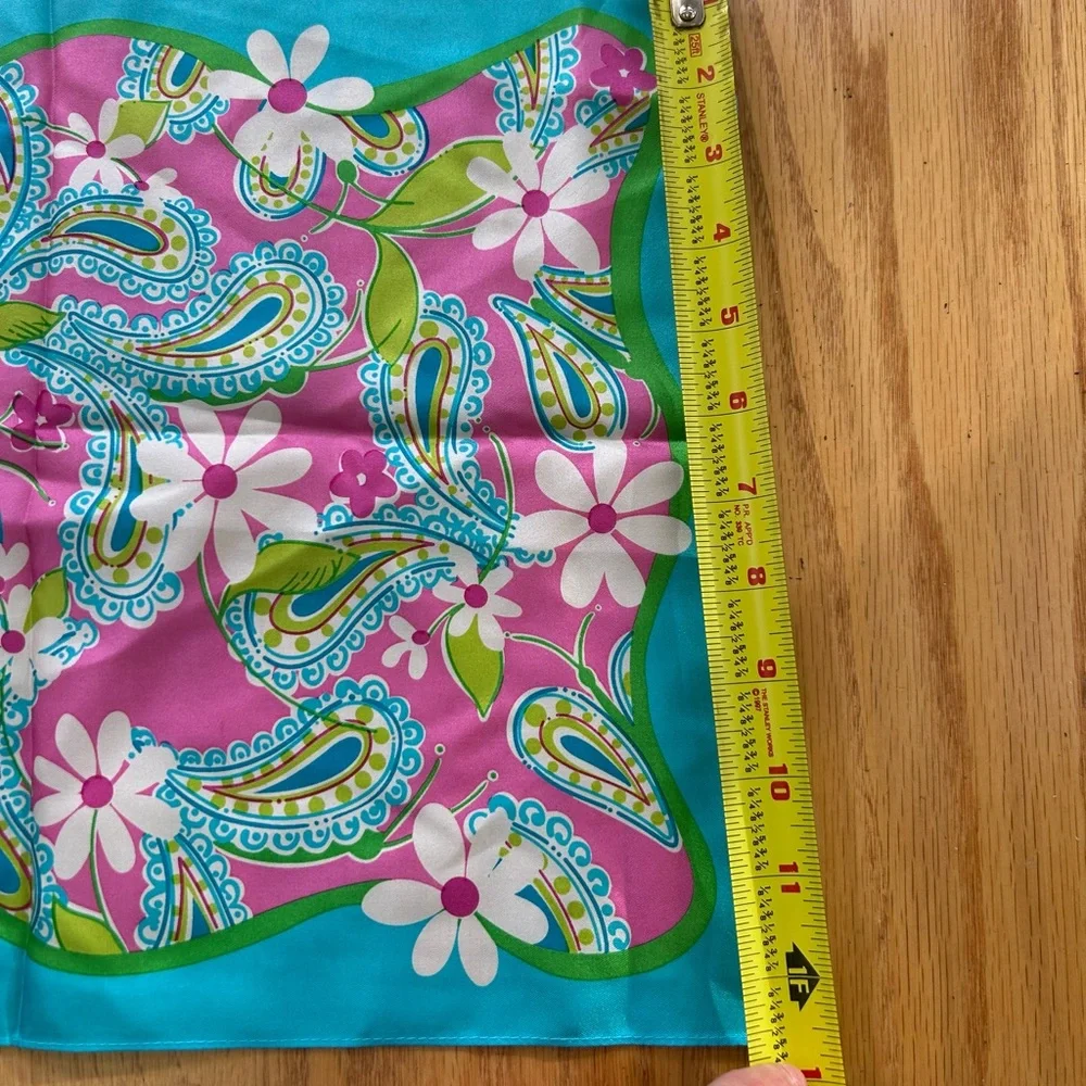 Lilly Pulitzer x Ford 100% Silk Scarf Breast Cancer Awareness Floral Paisley 55